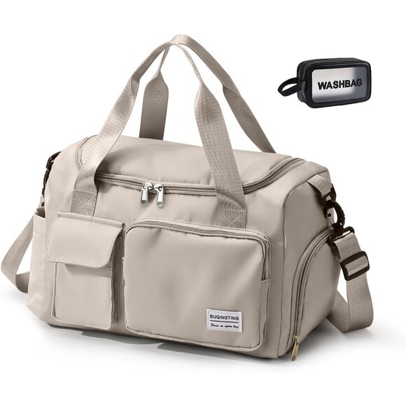 Small Gym Bag for Women, Travel Duffle Bag Carry On Weekender Bag with Shoe Comp - Picture 1 of 6